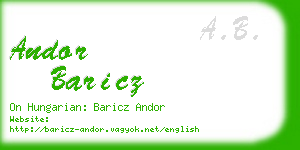 andor baricz business card